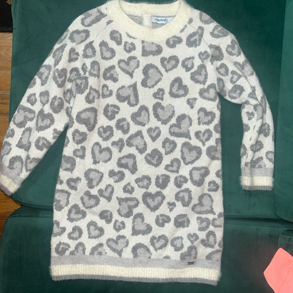 Heart Patterned Gray Sweater